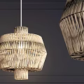 Modern Rattan Pendant Light With Open Weave Design For Living Room Interior