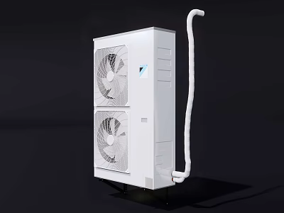 White Vertical Air Conditioner Fan With Dual Fans Exhaust Pipe For Room Cooling 3d model