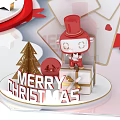Festive Christmas Scene With Decorated Cars Snowman Trees Gifts And Archway