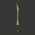 Golden Ornate Sword With Intricate Hilt And Decorative Blade Design