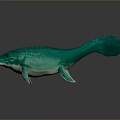 Vibrant Green Aquatic Creature 3D Character with Streamlined Body Textured Skin Fins and Tail