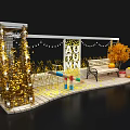 Cozy Fall Themed Wooden Deck With Bench Pumpkins Fruit Basket And Golden Decorations