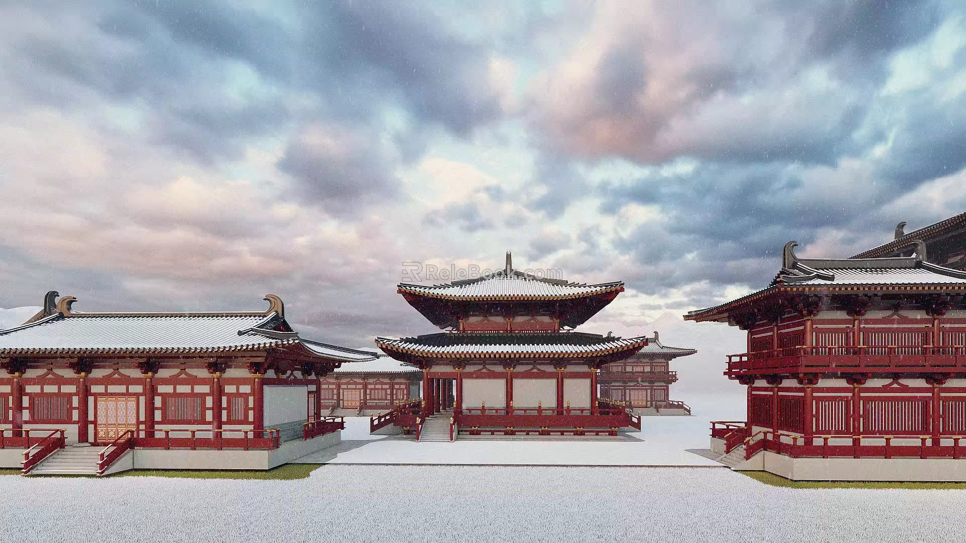 Modern Tang Style Ancient Architecture Chinese Temple Architecture Ancient Tang Architecture Temple Architecture 3d model