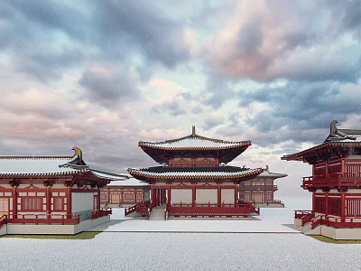 Modern Tang Style Ancient Architecture Chinese Temple Architecture Ancient Tang Architecture Temple Architecture 3d model