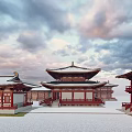 Modern Tang Style Ancient Architecture Chinese Temple Architecture Ancient Tang Architecture Temple Architecture 3d model