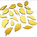 Elegant Golden Leaves Decorative Pattern On Black Background Design Elements 3d model