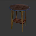 Wooden Round Side Table With Solid Wood Construction Four Legs And Lower Shelf Design 3d model