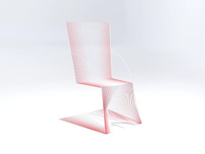 Modern Single Chair with Linear Geometric Structure in Soft Pink Tone against Minimalist White Background 3d model