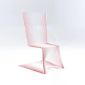Modern Single Chair with Linear Geometric Structure in Soft Pink Tone against Minimalist White Background