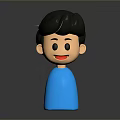 3D Cartoon Boy Character With Short Black Hair Blue Outfit And Smiling Expression