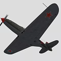 Vintage Fighter Aircraft With Gray Body Red Star Emblems And Propeller Design