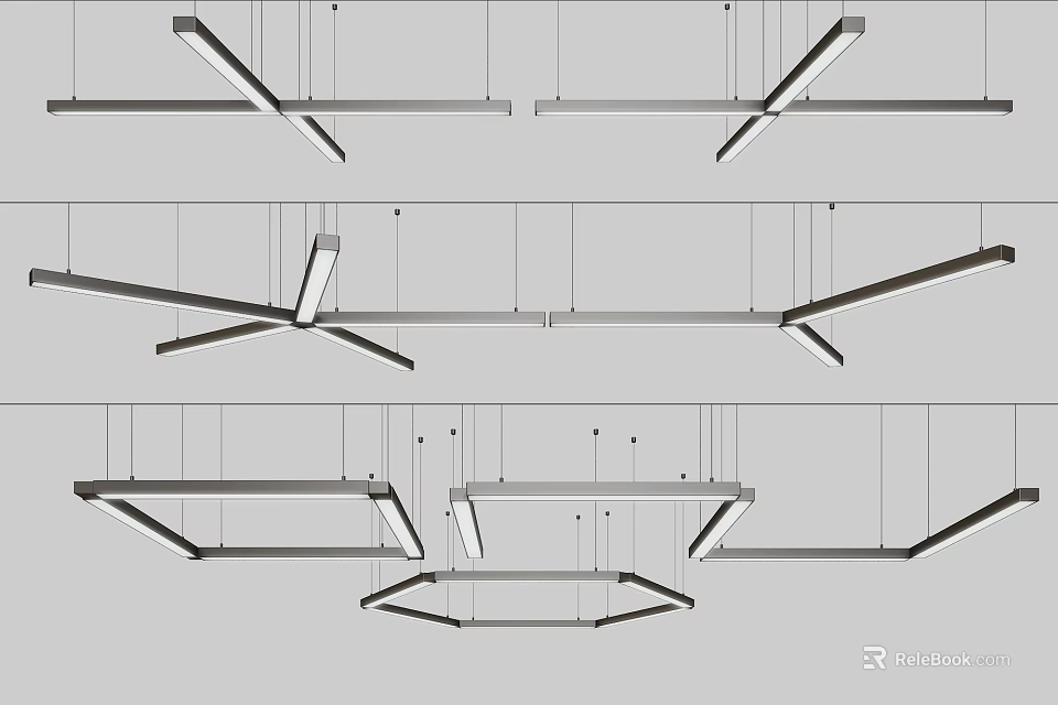 Modern Chandelier Designs With Geometric Shapes And Metal Frames For Interior Spaces 3d model 