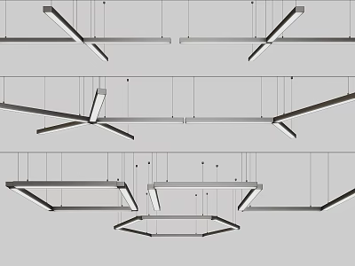 Modern Chandelier Designs With Geometric Shapes And Metal Frames For Interior Spaces 3d model