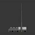 Industrial Facility Model Featuring Tall Chimney And Low Building With Circular Vents