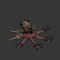 Fantasy Octopus Like Game Movie Character With Rock Head Multiple Tentacles And Pink Brown Color