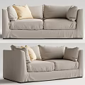 Beige Fabric Two Seater Sofa With Decorative Pillows And Modern Comfortable Design 3d model