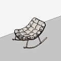 Light Gray Quilted Leisure Chair with Wooden Rocking Frame Design