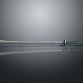 Traditional Samurai Sword With Silver Blade And Green Handle On Black Surface