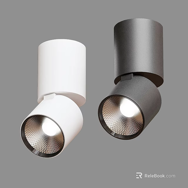 Modern White and Black Downlights and Spotlights with Sleek Illuminated Design 3d model 