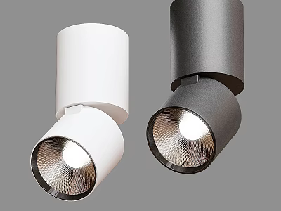 Modern White and Black Downlights and Spotlights with Sleek Illuminated Design 3d model