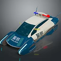 Futuristic Police Car With Sleek Blue And White Design And Emergency Lights