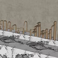 Elegant Golden Faucets Display on White Marble Countertop with Modern Designs