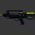 Futuristic Sci-Fi Gun With Black Body Yellow Accents Ergonomic Grip And Detailed Structure