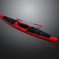 Red and Black Sporty Kayak With Paddle for Recreational Water Activities