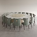 Round Dining Table Set With Multiple Green Chairs For Elegant Formal Dining Gatherings 3d model