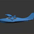 Blue Passenger Seaplane with Modern Aerodynamic Design and Shiny Exterior Surface