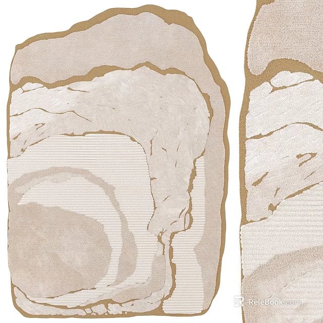 Square Area Rug With Artistic Neutral Patterns And Gold Accents 3d model