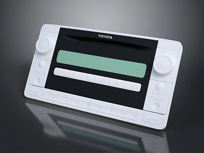 Toyota White Car Computer Panel With Green Display And Control Knobs 3d model