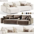 Elegant Modern Double Sofa With Plush Cushions And Various Color Options 3d model