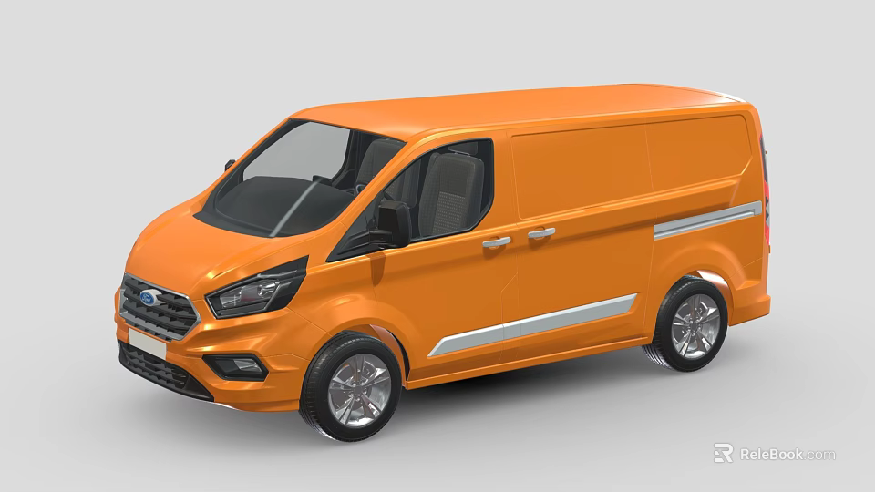 Orange Commercial Van With Modern Exterior Design And Stylish Body Features 3d model 