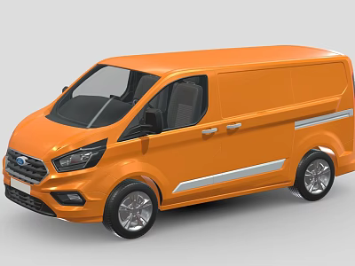 Orange Commercial Van With Modern Exterior Design And Stylish Body Features 3d model