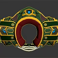 Green Yellow Red Decorative Weapon With Chain And Circular Ornaments