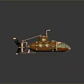 Vintage Wooden Copper Submarine With Circular Windows And Glass Cockpit Design