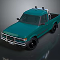 Teal Pickup Truck With Single Cab Design Metal Front Bumper Roof Rack And Black Tires