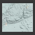 3D Terrain Model With Light Blue Surface And Detailed Mountainous Undulating Topography 3d model