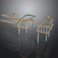 Modern Building Structural Framework With Pillars And Three Connected Skeleton Structures