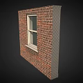 Building Exterior Wall With Textured Surface Window And Air Conditioning Unit 3d model