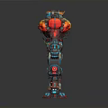 Vibrant Colorful Robot Figure With Blue Orange Red Armor And Mechanical Arms