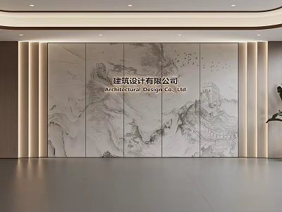 Modern Elegant Feature Wall With Marble Texture And Illuminated Architectural Design Elements 3d model