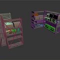 Industrial Metal Storage Shelves With Cardboard Boxes And Jars
