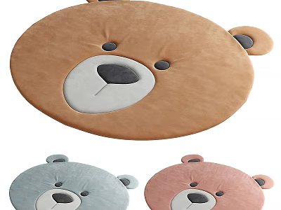 Adorable Bear Shaped Soft Plush Carpet in Multiple Colors for Kids Room Decor 3d model