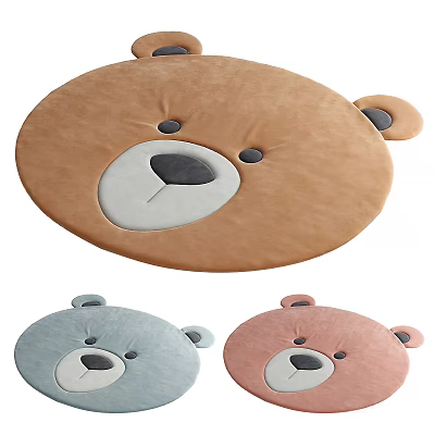 Adorable Bear Shaped Soft Plush Carpet in Multiple Colors for Kids Room Decor 3d model
