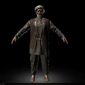 Man With White Turban And Beard In Traditional Outfit Arms Outstretched On Black Background