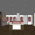Tobacco and Liquor Store Interior Design With Shelves Displaying Wine Bottles and Counter