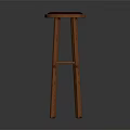 Wooden Bar Stool with Red Padded Seat and Simple Four Legs Design Structure