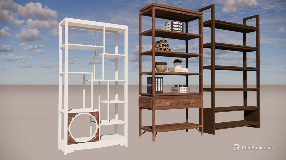 Stylish Functional Home Shelving Units With Various Colors Designs Drawers And Storage Compartments 3d model 